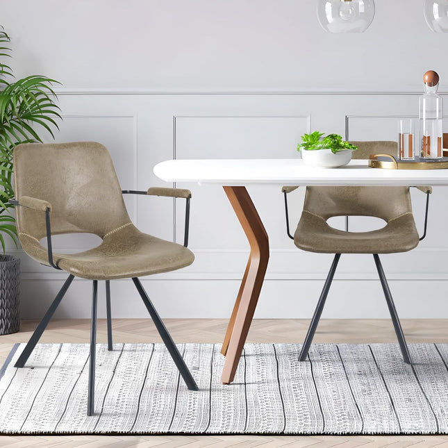 Leather Dining Chairs Set of 2
