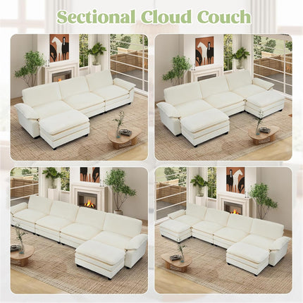 118" Modular Comfy Cloud Sectional Sofa