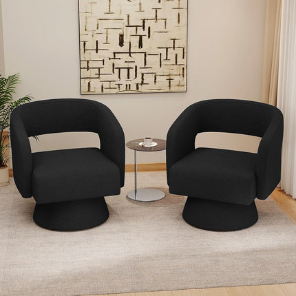 Modern Teddy Barrel Chairs Swivel Accent Chair Set of 2