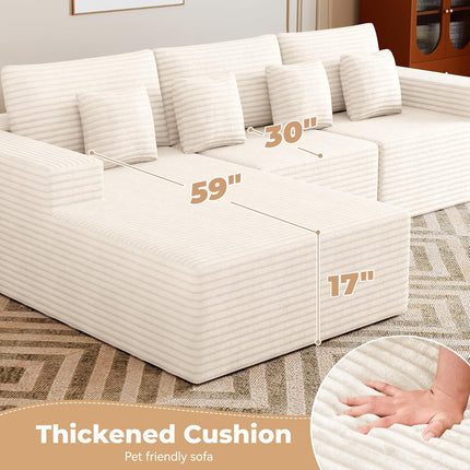 Modular Upholstered Sectional Cloud Couches with L Shaped Chaise