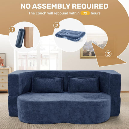 78" 2 in 1 Velvet Convertible Folding Sleeper Sofa