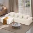 Beige-corduroy Fabric / Left Facing Chaise