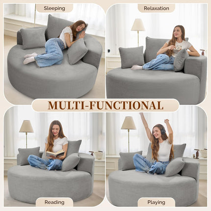 55''W 3.5CM Corduroy Foam Sofa Single Sofa