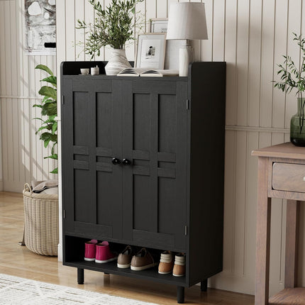 Farmhouse Shoe Cabinet with Adjustable Shelves Entrance Shoe Rack