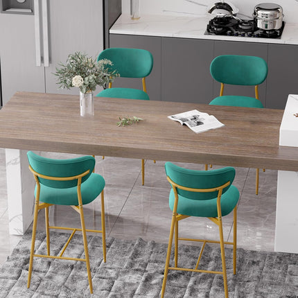 Velvet Ergonomic Modern Counter Height Bar Stools Set of 4