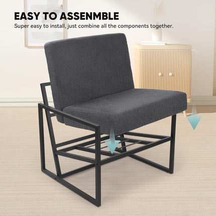 Teddy Fleece Accent Chair with Metal Frame Lounge Chair