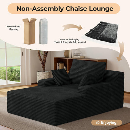 51'' Oversized Indoor Corduroy Sleeper Cloud Couch with 2pcs Pillows