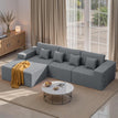 Gray-corduroy Fabric / Left Facing Chaise