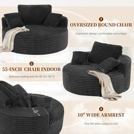 55''W 3.5CM Coarser Corduroy Single Foam Sofa