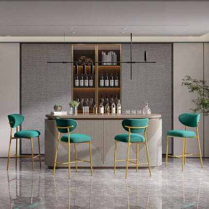 Velvet Ergonomic Modern Counter Height Bar Stools Set of 4