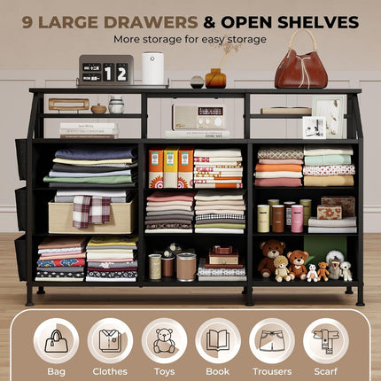 Storage Cabinet with Metal Frame and Wooden Top