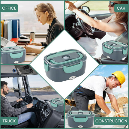 80W Heated Lunch Box Dual Stainless Steel Containers Insulated Bag