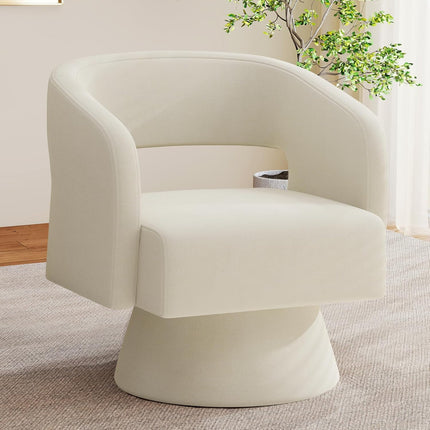 Modern Chenille Barrel Chairs Swivel Accent Chair Set of 2