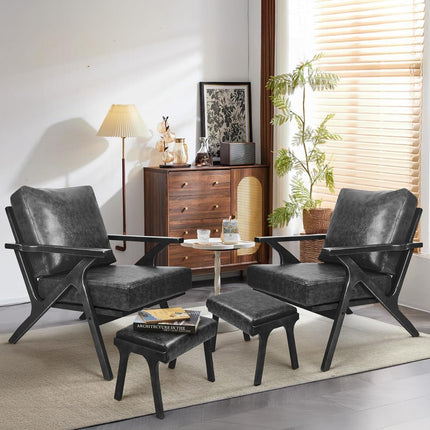 Mid-Century Modern Lounge Chair with Ottoman