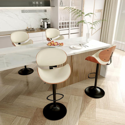Swivel Bar Stools with Back & Footrest Set of 4