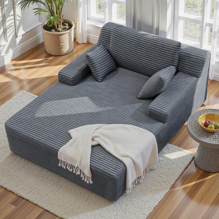 51'' Oversized Indoor Corduroy Sleeper Cloud Couch with 2pcs Pillows