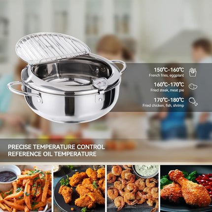 11 Inch 304 Stainless Steel Deep Fryer Pot with Temperature Control