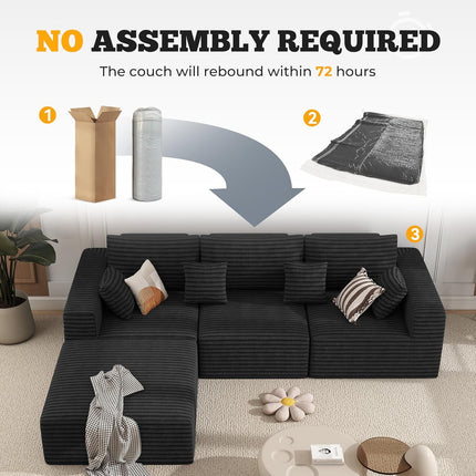 113" Modular Sectional Sofa Convertible L-Shaped Cloud Couches