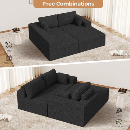 Modular Upholstered Sectional Cloud Couches with L Shaped Chaise