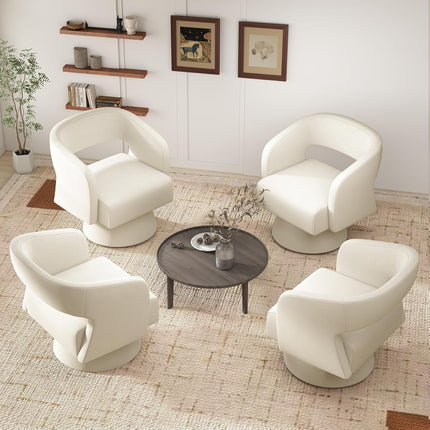 Modern Chenille Barrel Chairs Swivel Accent Chair Set of 2