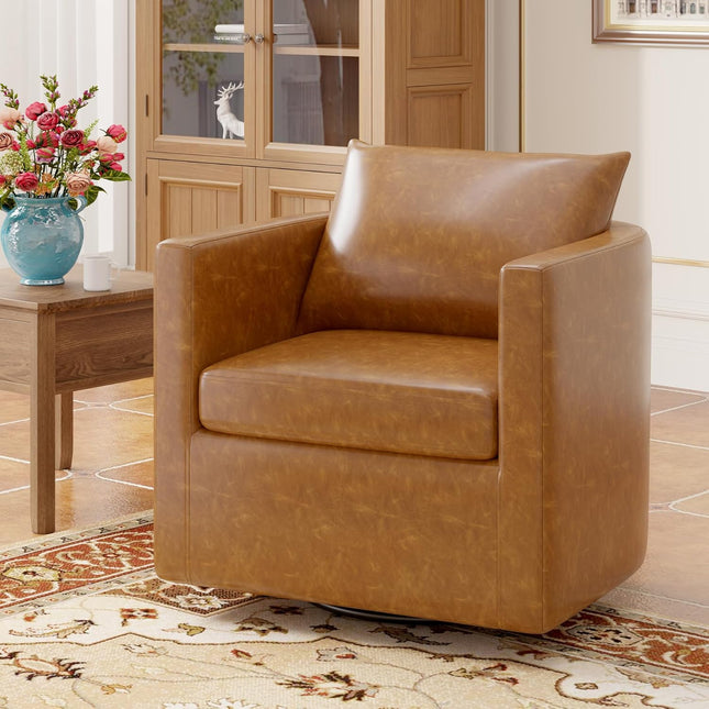PU Leather Upholstered Swivel Accent Chairs