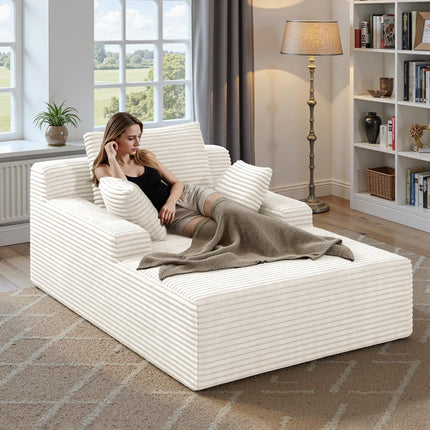 51'' Oversized Indoor Corduroy Sleeper Cloud Couch with 2pcs Pillows