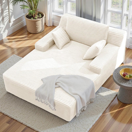 51'' Oversized Indoor Corduroy Sleeper Cloud Couch with 2pcs Pillows