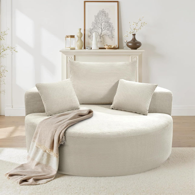 55''W 3.5CM Corduroy Foam Sofa Single Sofa