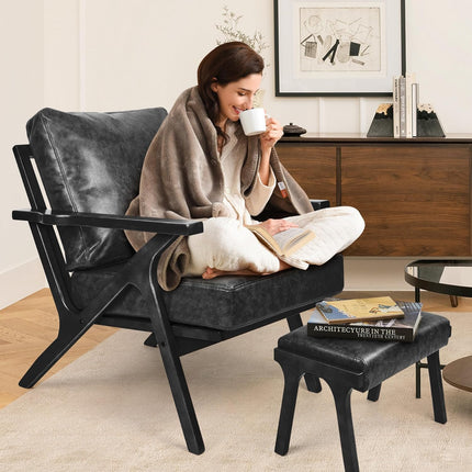 Mid-Century Modern Lounge Chair with Ottoman