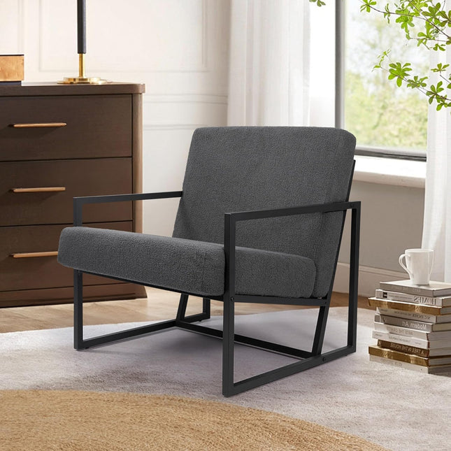 Teddy Fleece Accent Chair with Metal Frame Lounge Chair