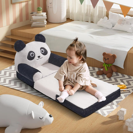 2-in-1 Kids Folding Sofa – Plush Removable Cover Convertible Lounger