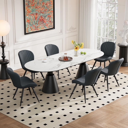 Modern Leather Upholstered Dining Chairs Set of 2