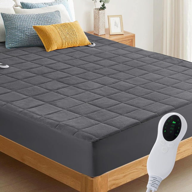 Full-Size Electric Heated Mattress Pad Coral Fleece 10 Heat Settings