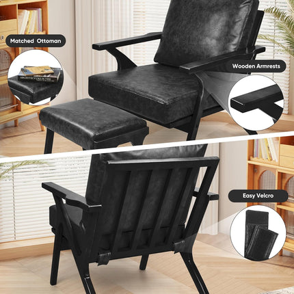 Mid-Century Modern Lounge Chair with Ottoman