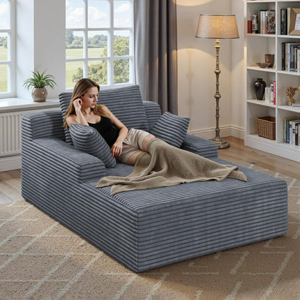 51'' Oversized Indoor Corduroy Sleeper Cloud Couch with 2pcs Pillows