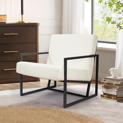 Teddy Fleece Accent Chair with Metal Frame Lounge Chair