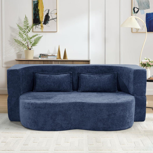 78" 2 in 1 Velvet Convertible Folding Sleeper Sofa