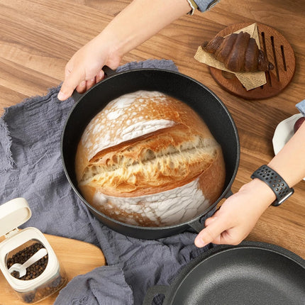 6.5QT Pre-Seasoned Cast Iron Dutch Oven Dual Handles Oven-Safe