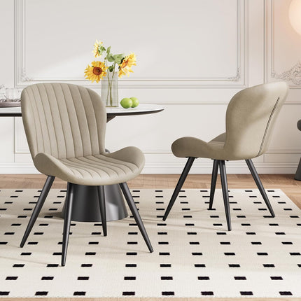 Modern Leather Upholstered Dining Chairs Set of 2