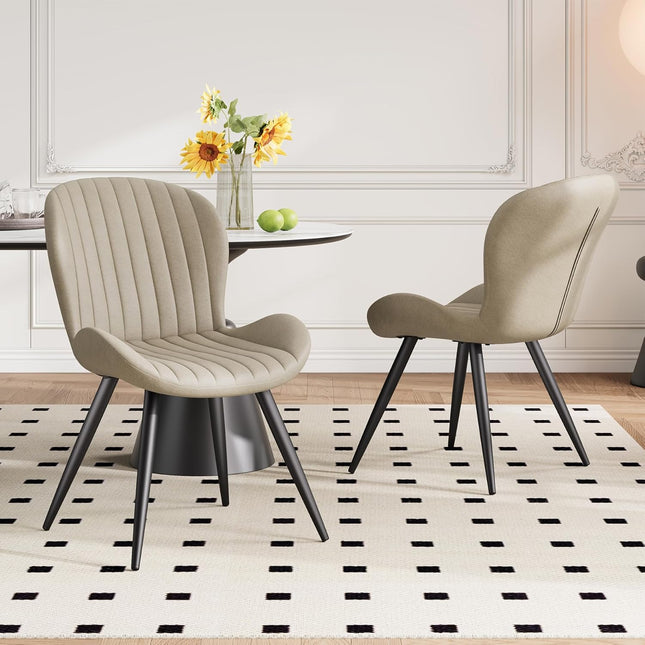 Modern Leather Upholstered Dining Chairs Set of 2