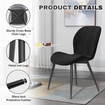 Modern Velvet Upholstered Dining Chairs Set of 2