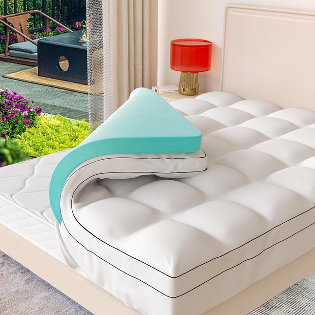 Full-Size Memory Foam Mattress Topper 4" Dual-Layer