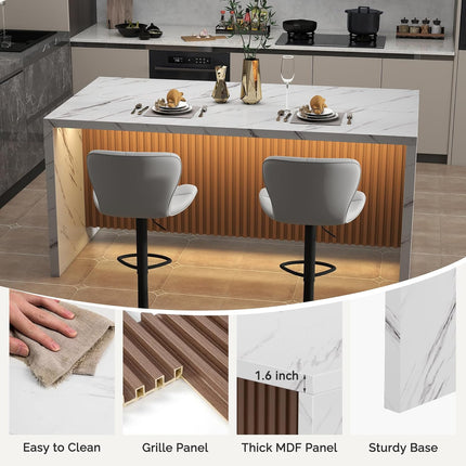 63" Large Modern Rectangle Dining Table for 4-6 People