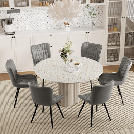 Dining Chair PU Leather with Metal Legs Set of 6