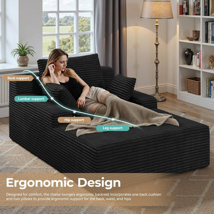 51'' Oversized Indoor Corduroy Sleeper Cloud Couch with 2pcs Pillows