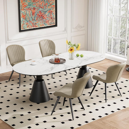 Modern Leather Upholstered Dining Chairs Set of 2