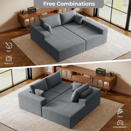 Modular Upholstered Sectional Cloud Couches with L Shaped Chaise