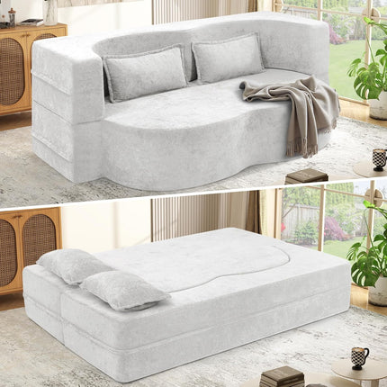 78" 2 in 1 Velvet Convertible Folding Sleeper Sofa