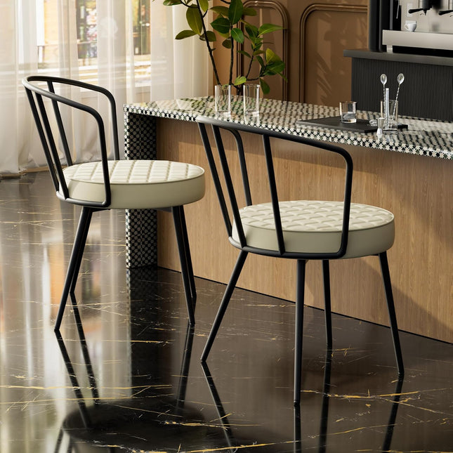 Dining Chairs with Soft Seat Metal Legs Set of 6