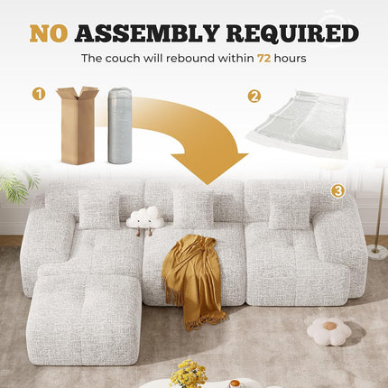 122" Modern Chenille L Shaped Modular Sectional Sofa Cloud Couch